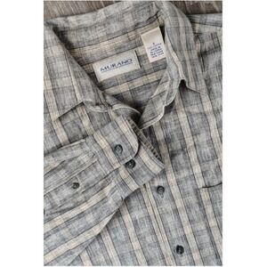 Murano Shirt Men's S 100% Cotton Long Sleeve Button Up Plaid  Check Blue Collar